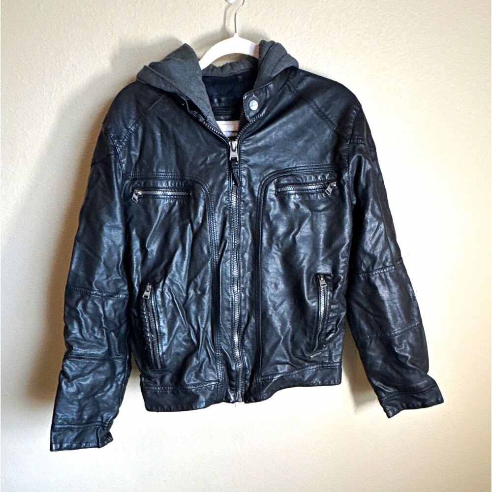 Calvin Klein Men's Black Hooded Zip Jacket Stand-Up Collar Size M